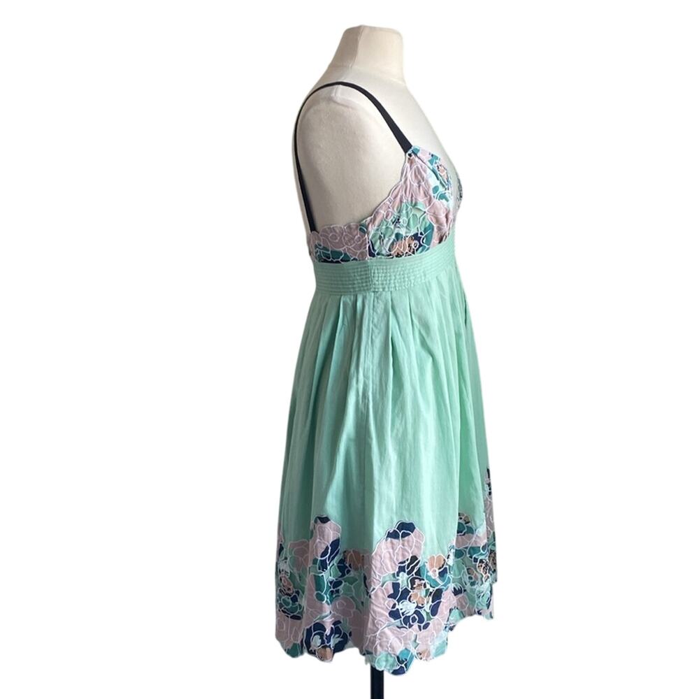 CATHERINE MALANDRINO Dress Womens Sz 6 Mint Green Floral Lace Coquette Fairy - Picture 4 of 6